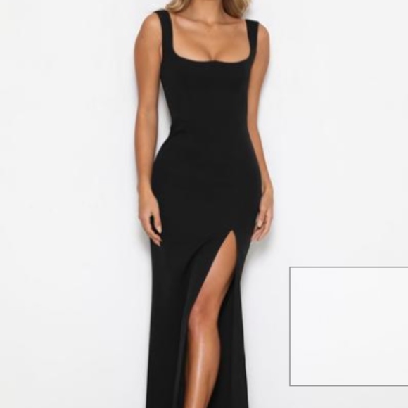 Black low cut tight prom dress - Picture 2 of 4